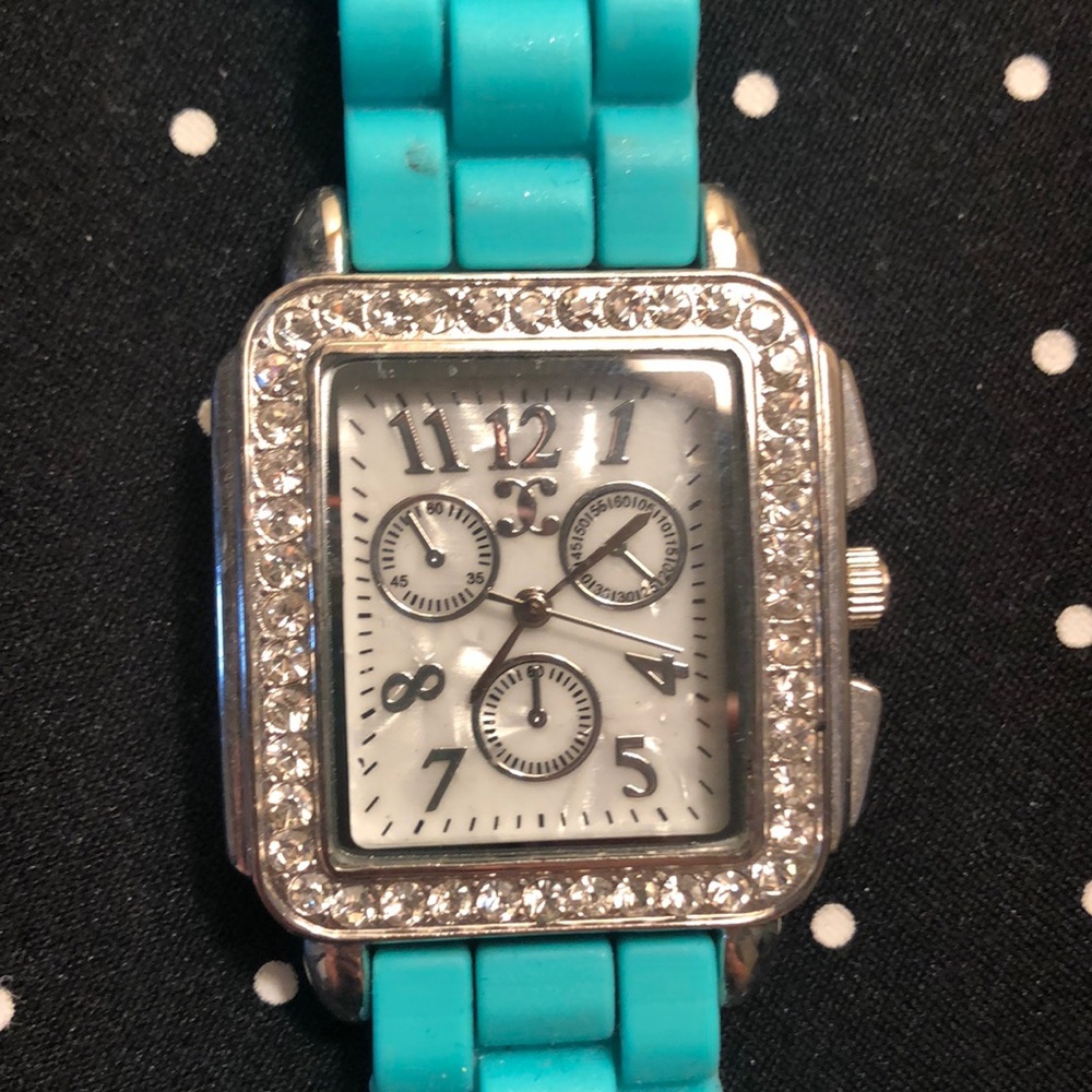 Charming Charlie mint green rhinestone face watch